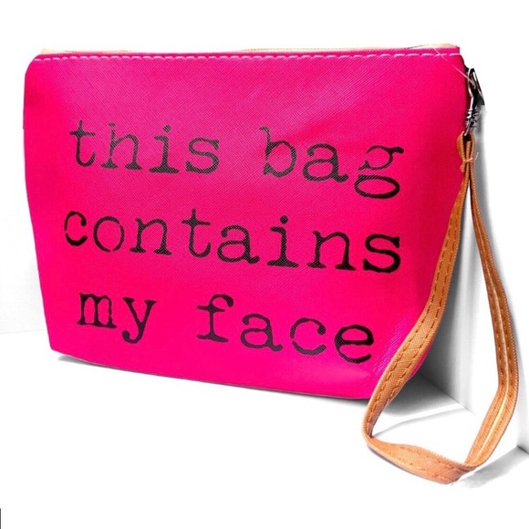 Fuchsia cosmetic zippered cute women’s wristlet makeup bag - Picture 2 of 4